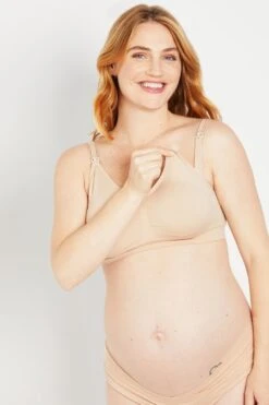3-Pack Seamless Clip Down Maternity & Nursing Bra- Nude -Layer Outfit 28545899397256 4