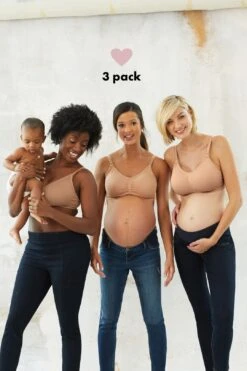 3-Pack Seamless Clip Down Maternity & Nursing Bra- Nude