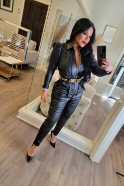 SALMA FAUX LEATHER JUMPSUIT