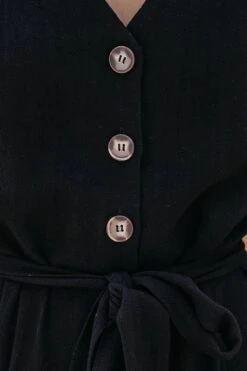 Brandy Linen Blend Pocketed Jumpsuit - Black -Layer Outfit 28606492409918 4