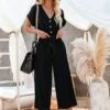 Brandy Linen Blend Pocketed Jumpsuit - Black