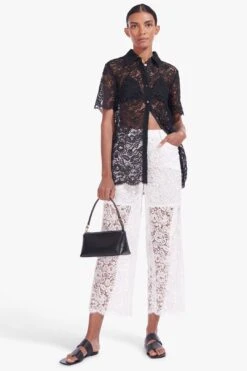 Staud PALLAS LACE TOP | BLACK