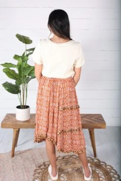 Hathaway Mixed Print Skirt - Rust -Layer Outfit 28639055118395 4