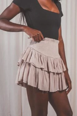 Rare Feelings Ruffle Skirt - Taupe -Layer Outfit 28641077887039 3