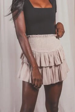 Rare Feelings Ruffle Skirt - Taupe