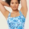 The Siren - Tank - Glossy Eco Nylon - Blue Floral -Layer Outfit 28649647734856 1