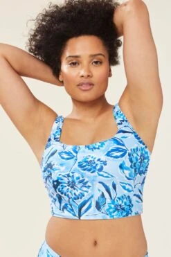 The Siren - Tank - Glossy Eco Nylon - Blue Floral