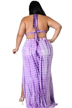Final Sale Plus Size Tie Die Maxi Skirt Set In Lavender Tie Dye -Layer Outfit 28670033723497 4