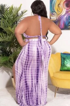 Final Sale Plus Size Tie Die Maxi Skirt Set In Lavender Tie Dye -Layer Outfit 28703360122985 5