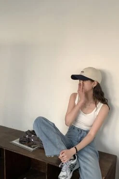 [Korean Style] 3 Colors Soft & Stretchy U-Neck Crop Tank Top -Layer Outfit 28705279311943 5