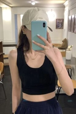 [Korean Style] 3 Colors Soft & Stretchy U-Neck Crop Tank Top -Layer Outfit 28705279541319 14