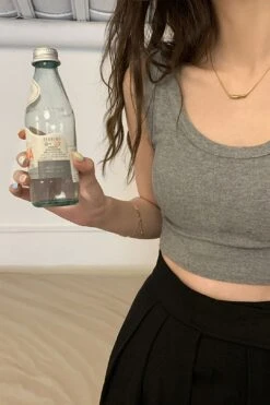 [Korean Style] 3 Colors Soft & Stretchy U-Neck Crop Tank Top -Layer Outfit 28705279803463 13