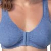 Leading Lady Meryl Cotton Front-Closure Leisure Bra Heather Denim Blue 110