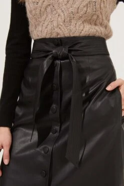 ASTR The Label Lorette Tie Waist Faux Leather Midi Skirt -Layer Outfit 28733378822211 4