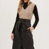 ASTR The Label Lorette Tie Waist Faux Leather Midi Skirt