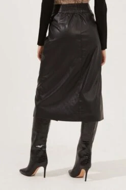 ASTR The Label Lorette Tie Waist Faux Leather Midi Skirt -Layer Outfit 28733379182659 6