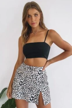 Laura Satin Mini Skirt Leopard -Layer Outfit 28745175269433 2