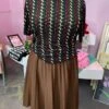 1980s Brown Pleated Midi Skirt -Layer Outfit 28756402241607 1