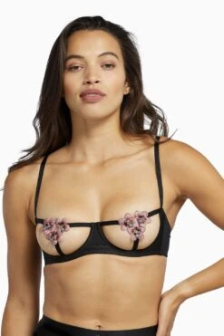 Colette Flower Applique Open Cup Bra
