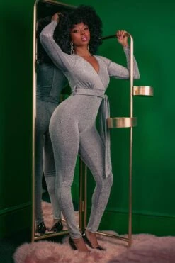 Farouz Silver Disco Jumpsuit