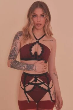 Regalia Hallie Wine & Black Lace Bra -Layer Outfit 28782034649136 4