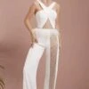 Saboroma - Criss Cross Halter Jumpsuit 49014 - 1 Pc Ivory In Size 14 Available -Layer Outfit 28784415768659 1