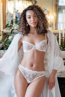 Primavera French Lace Embroidery Demi Cup Underwire Bra -Layer Outfit 28785422729411 1