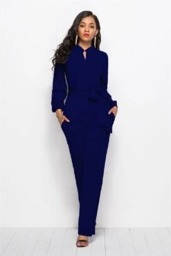 Collared Neck Button Belted Jumpsuit 11 Collared Neck Button Belted Jumpsuit -Layer Outfit 28795491844175 4
