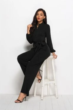 Collared Neck Button Belted Jumpsuit 13 Collared Neck Button Belted Jumpsuit -Layer Outfit 28795491909711 6