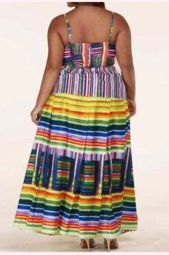 Multi Print 2pc Tie-Front Crop Top Skirt Set -Layer Outfit 28871702642867 2