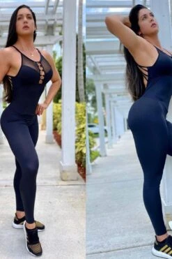 BUTT SCRUNCH BLACK WITH MASH JUMPSUIT