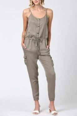 Waist Drawstring Tencel Jumpsuit