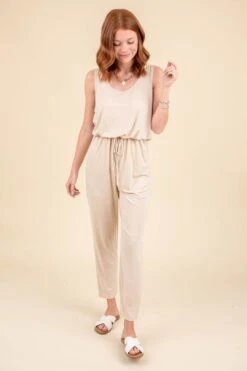 Going Nowhere Cream Sleeveless Drawstring Comfy Jumpsuit - FINAL SALE 15 Going Nowhere Cream Sleeveless Drawstring Comfy Jumpsuit - FINAL SALE -Layer Outfit 28999826505782 5