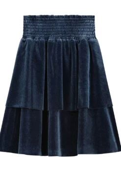 Double Ruffle Tiered Skirt- Blue