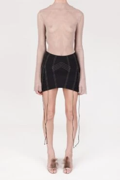 Black Lace Up Corset Mini Skirt -Layer Outfit 29034422730823 4