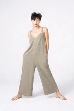 SANDY Easy Wide Leg Jumpsuit In Sage 16 SANDY Easy Wide Leg Jumpsuit In Sage -Layer Outfit 29036882460832 3