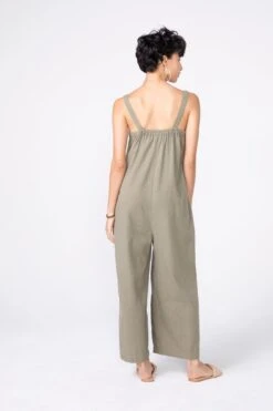 SANDY Easy Wide Leg Jumpsuit In Sage 19 SANDY Easy Wide Leg Jumpsuit In Sage -Layer Outfit 29036882493600 4