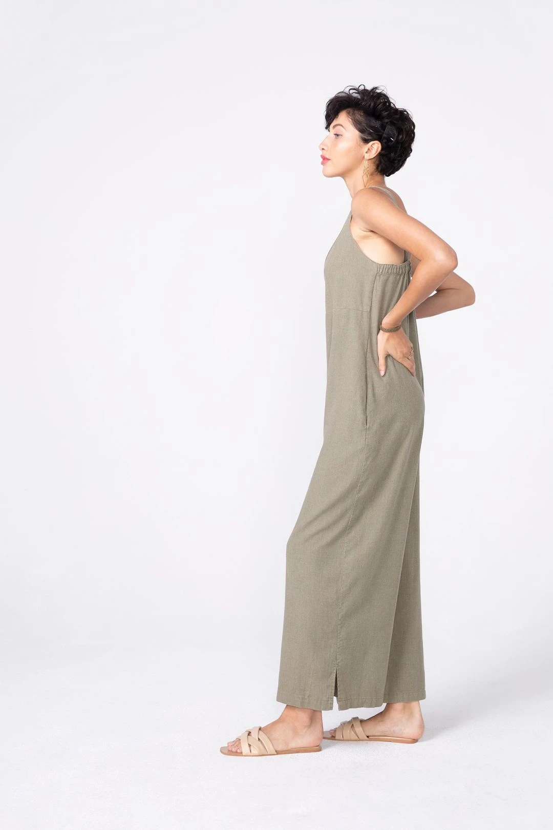 SANDY Easy Wide Leg Jumpsuit In Sage 10 SANDY Easy Wide Leg Jumpsuit In Sage - Image 8