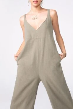 SANDY Easy Wide Leg Jumpsuit In Sage 17 SANDY Easy Wide Leg Jumpsuit In Sage -Layer Outfit 29036882624672 3