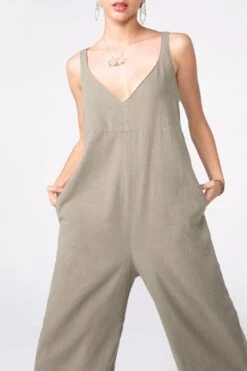 SANDY Easy Wide Leg Jumpsuit In Sage 18 SANDY Easy Wide Leg Jumpsuit In Sage -Layer Outfit 29036882624672 4