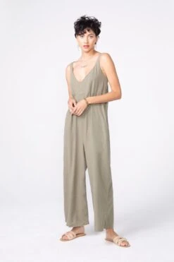 SANDY Easy Wide Leg Jumpsuit In Sage 15 SANDY Easy Wide Leg Jumpsuit In Sage -Layer Outfit 29036882690208 2