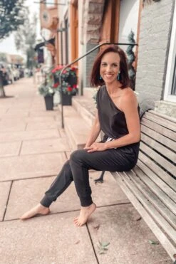 3208 - One Shoulder Drawstring Jumpsuit