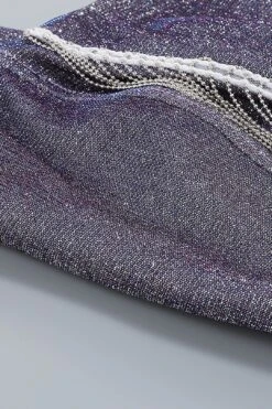 Shiny Glitter Two Piece Set Tassel Sleeveless Crop Top Mini Skirt -Layer Outfit 29158345015359 20