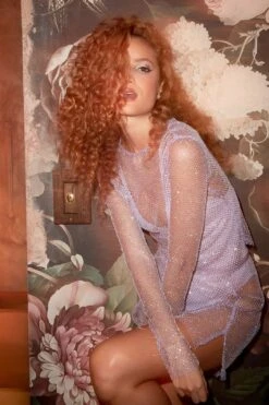 Rhinestone Fishnet Mini Skirt 13 Rhinestone Fishnet Mini Skirt -Layer Outfit 29212379643976 3