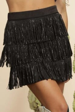 In The Fringe Skirt Black