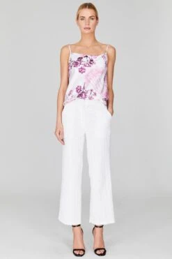 Toile Print Drape Front Camisole