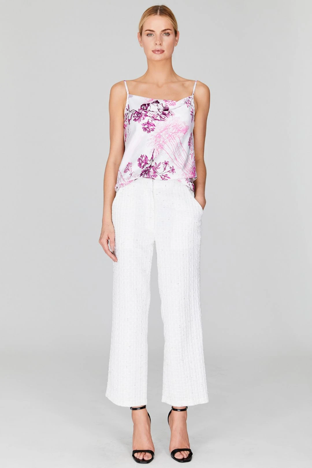 Toile Print Drape Front Camisole 3 Toile Print Drape Front Camisole