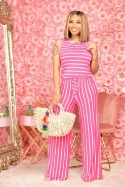 ALICIA JUMPSUIT HOT PINK (SLEEVELESS)