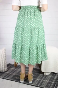 Lenni Floral Midi Skirt - Green -Layer Outfit 29351172014139 4