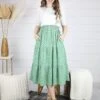 Lenni Floral Midi Skirt - Green -Layer Outfit 29351172079675 1